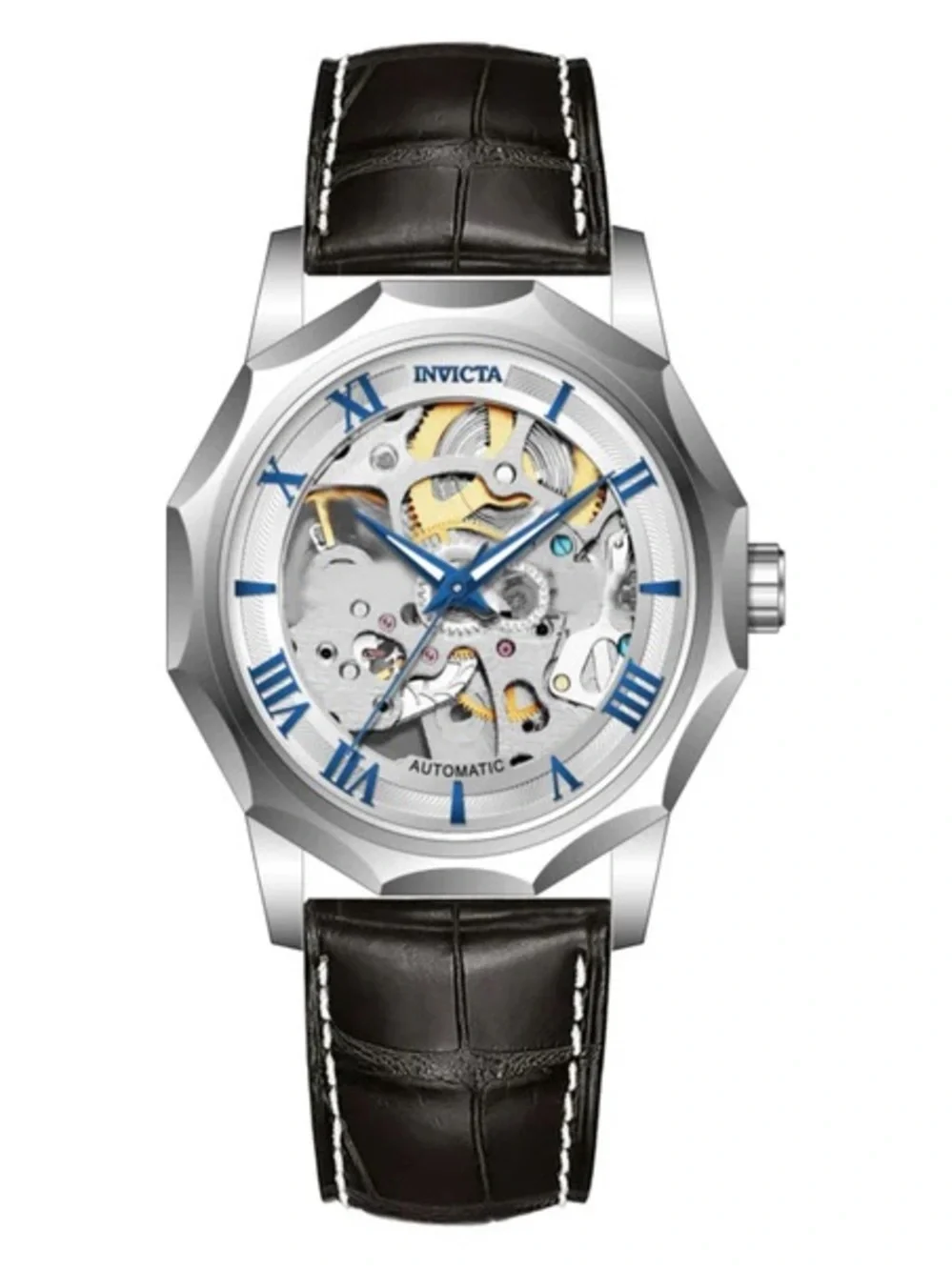 Invicta Objet D'Art Men's Automatic Watch with Brown Leather Strap (Model 69127)
